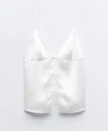 White  satin bow top