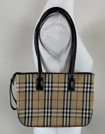 Vintage Plaid and Leather Shoulder Bag