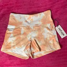 Charlotte Russe  Refuge Orange and White Tie Dye Athletic Shorts