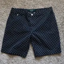 Lauren Ralph‎ Lauren Active Shorts Women's 12 Polka Dot Navy Preppy Y2K Retro