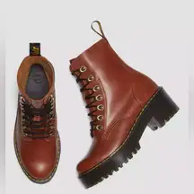 NWOT Dr.Martens Leona Farrier Leather Platform Heeled Boots Size 38