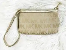 Michael Kors  | Tan Zip Wristlet Wallet MK Logo