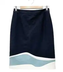 NWT Hugo Boss VIDINA Pencil Skirt Black White Blue Colorblock Women’s Size 4 New