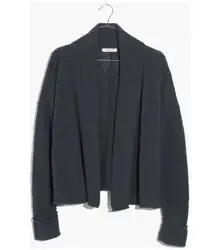Madewell Blue Slate Ribbed Cropped Open Front Cardigan Shawl Collar sz Xs