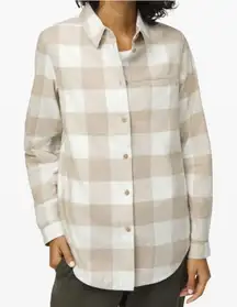 Lululemon Full Day Ahead Plaid Shirt 4 Mojave Tan Nimbus Flannel‎ Soft #WX5-5