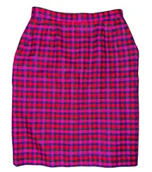 Evan Picone vintage Plaid Pencil Skirt Pink Purple Black Knee Length