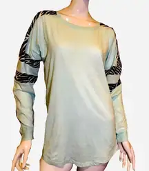 Pink Victoria's Secret Zebra Crewneck Long Sleeve Mint Green