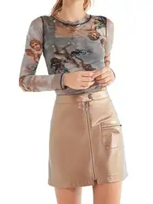 Bronze Demi Metallic Zip Up Skirt