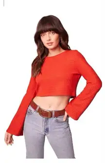 BOG Collective Boho Band Of‎ The Free Alize Rust Long Sleeve Flare Crop Top XS