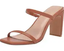 The Drop Avery Toffee Square Toe Two Strap High Heeled Sandal size 7 NWT