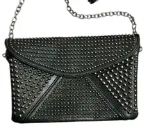 MMS Design Studio Aryanna Black Studded Crossbody with Gunmetal Studs & Chain