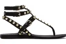 Ash Oasis Black Leather Studded Sandals