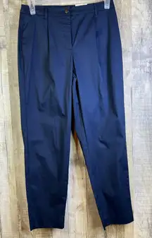 Alfani Size 6 Navy Blue Cropped Trousers with Mock Back Pockets & Zipper Closure