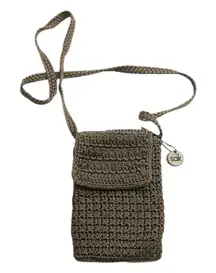  Vintage 90’s The SAK Crochet Bag Y2K Crossbody Shoulder Purse Brown Zip 5.5x7.5 