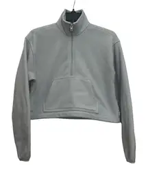Aritzia TNA Lena Polar Half Zip Fleece Sweatshirt Size XS Light Blue Cropped