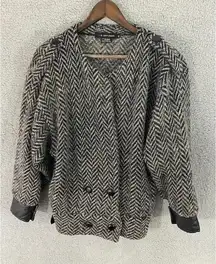 I.B Diffusiuon womens‎ cardigan sweater medium gray black mohair wool blend