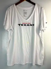 Nike XXL Houston Texans V-Neck White Short Sleeve Tee Athletic Wear