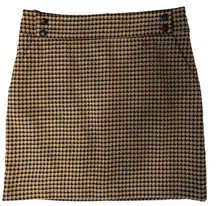 Veronica Beard $375  8 Arezzo Camel Mini Skirt Houndstooth Tweed Black Brown