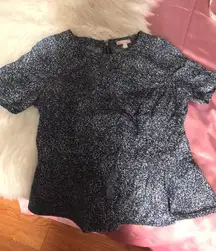 gap blue splatter peplum top