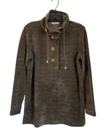 Soft Surroundings St. Germain Crushed Velvet Tunic Sweater Green Sz S Cozy Luxe