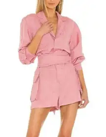 NWOT REVOLVE L'Academie Eden pink Tie waist linen romper size US small