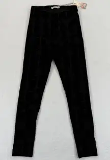 Johnny Was Los‎ Angeles Althea Velvet Leggings XS Embroidered Black New