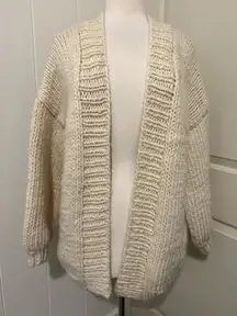 Handmade Heavy Knit Crochet Open Cardigan Sweater Oversized Chunky Fall Grandma