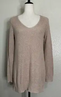 NWT Old Navy Tan Textured V-Neck Pull Over Tunic Sweater, Sz SMALL