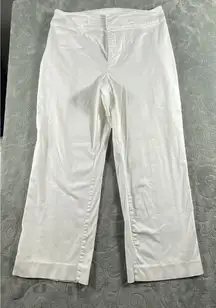 Lauren Ralph Lauren White‎ Crop Pants Women 14 Stretch Straight Wide Leg Casual