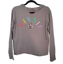 Disney  Minnie Mouse Womens Medium Grey Long Sleeve Hoodie T-shirt