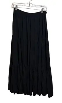 Double D Ranch Tiered Black Midi Skirt