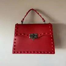 NWOT Red‎ Jelly Studded Two Way Top Handle Crossbody Bag Unbranded