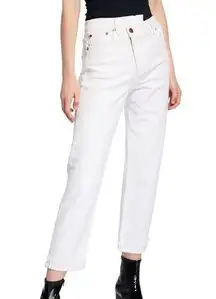 ALICE + OLIVIA JEANS Amazing Asymmetrical Slim Straight Crossover Jeans