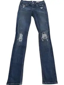 Rag‎ & Bone Jeans Womens 25 Blue Skinny Ankle Distressed Denim Ankle