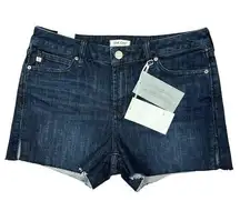 Dear John Jean Shorts Women's 6/28" Lillie Scissor Cut Hem Dark Wash Stretch NEW