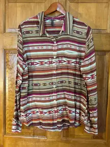 Stetson Women’s Southwestern Long Sleeve Button Down W/Extra Buttons Sz L-EUC