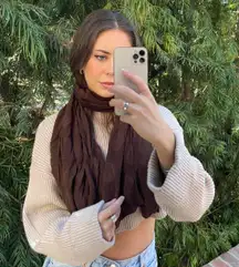 Italian y2k vintage brown polka dot silk scarf