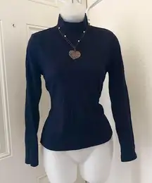 2000s St John’s Bay navy blue mock turtle Neck Sweater Sweatshirt Long Sleeve