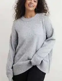 Aerie Oversized Unreal Grey Crew Neck Sweater Knit Pullover Women's L Lounge