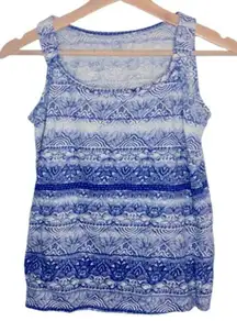 Vintage Loft Blue tank top XS petite beach bohemian coastal grandma 90s Y2K boho