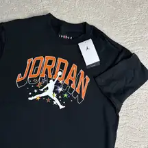 Women's NEW XS Oversized Fit Air Jordan‎ Short Sleeve Black Graphic Tshirt