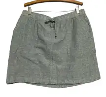 light green linen mini skirt