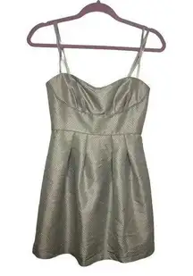 BCBG Silver Cocktail Dress Size 2 Fit Flare Dressy Metallic New Year's Eve NYE