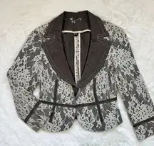 Bebe Cropped Lace Blazer / Jacket XS - Grey White
