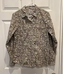Roper Womens Large Pearl Snap Button Up Western Style Shirt Beige Paisley‎ Rodeo