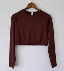 CRZ Yoga  Brown Long Sleeve Cropped Athletic Top Size Large