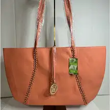 Badgley Mischka Vegan Leather ~ Large Coral Tote ~ New With Tags