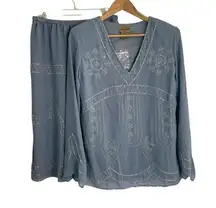 Vintage RARE NEW Midnight Velvet Two-Piece Set Top + Skirt with Sequin Sz Medium