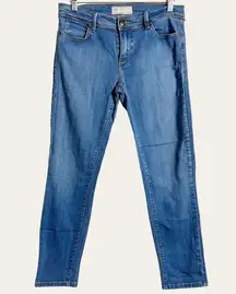 Free People Straight Mid-Rise Stretch Crop Jeans Size 28
