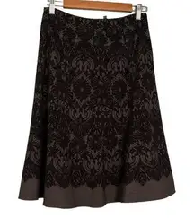 Tahari Women’s Grey Lace Print A Line Knee Length Skirt